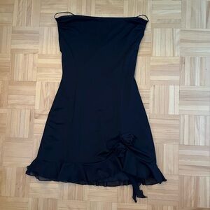Garage Black Mini Dress with Ruffle Hem